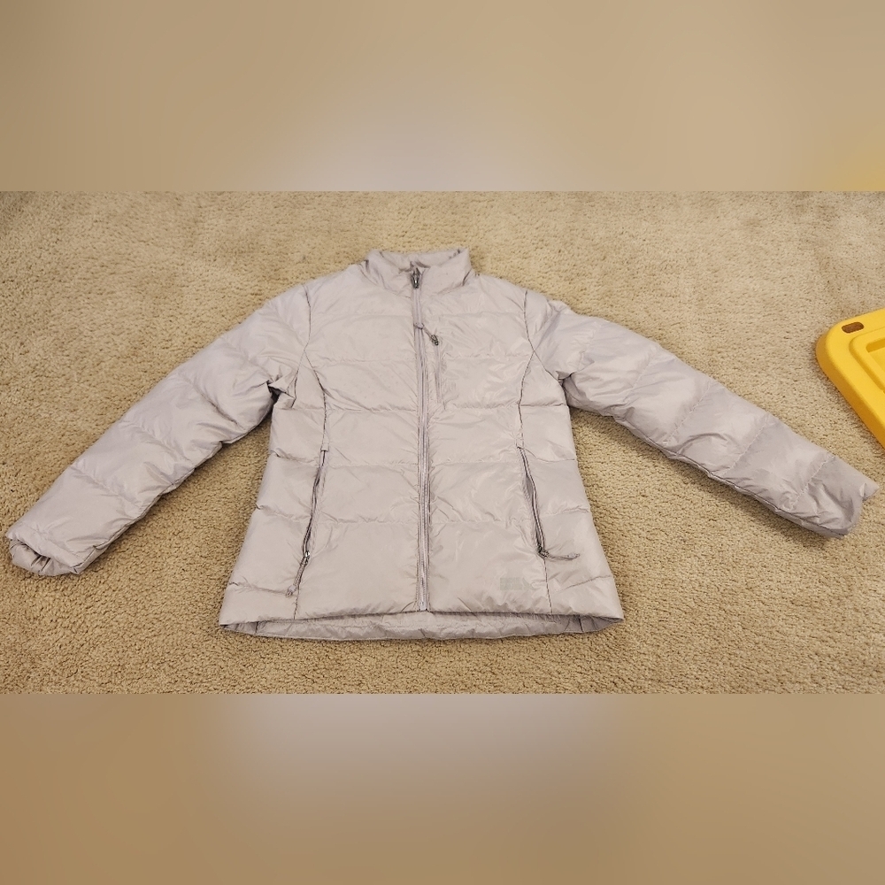 Eddie Bauer Down Packable Jacket Storm Repel Zip Pockets‎ Women's S Grey #L582